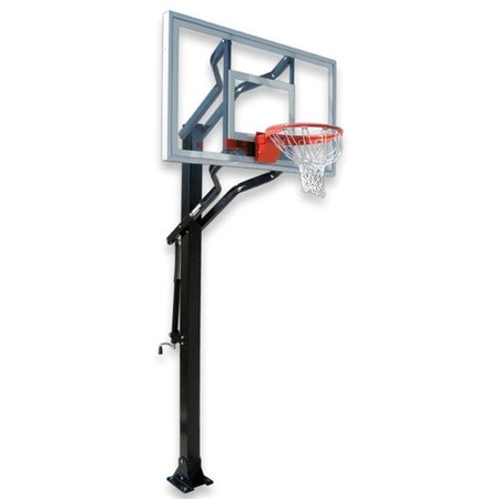 NEWALTHLETE Challenger Turbo Steel-Glass In Ground Adjustable Basketball System; Scarlet NE295265